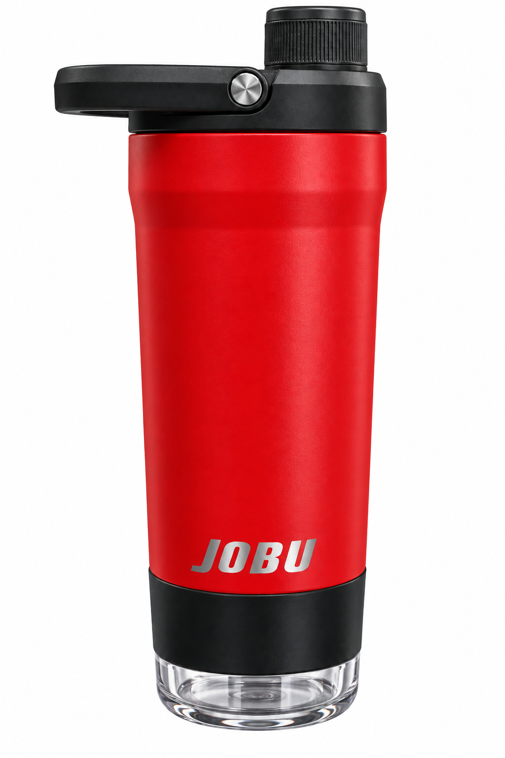 JOBU 24 oz (700 mL) Red Shaker Bottle with 2-Piece Bottom Compartment